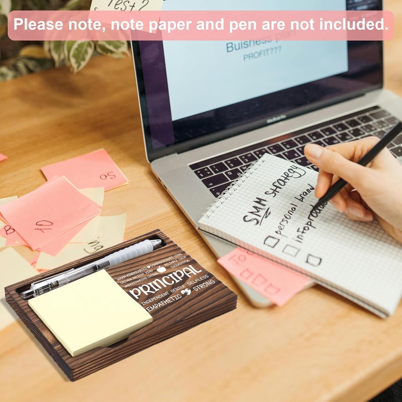 FTONENI Principal Appreciation Gifts, Thank You Gift for Principal, Gifts for Office Coworkers, Sticky Note Holder Wooden Notepad & Pen Holder 6.5" x 4.7" - FTA246 - Image 3